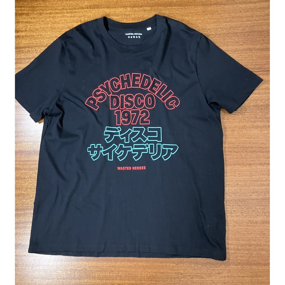 Wasted Heroes Psychedelic Disco 1972 Graphic Shirt XL Black Japanese Streetwear
